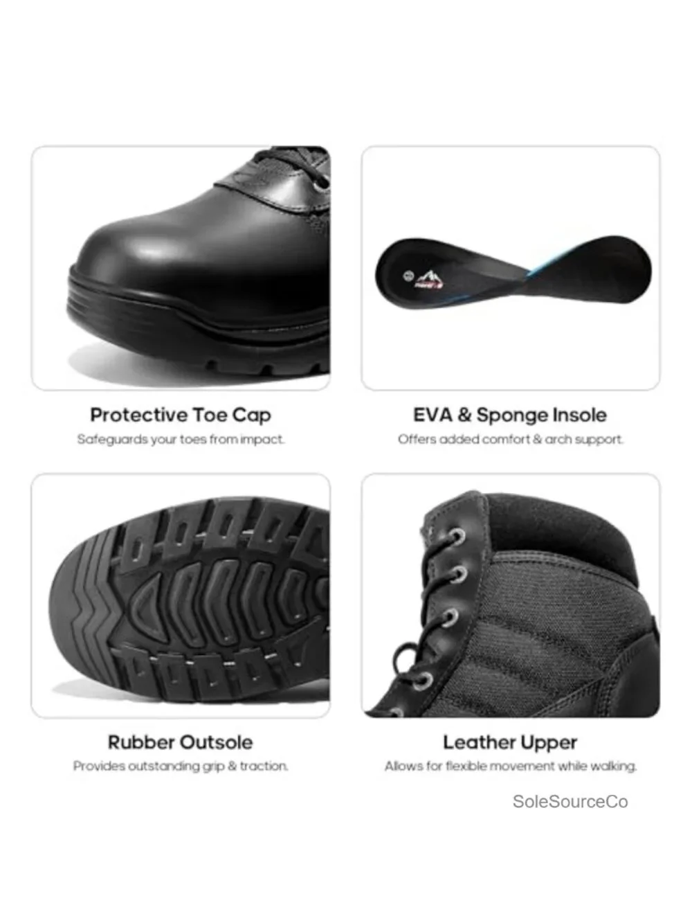 Men's Waterproof Leather Military Tactical Work Boots 6 Inch